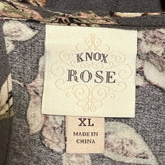 Knox Rose, 100% Rayon, Arm Keyhole, Bell Sleeves Top, Multi, XL - Picture 5 of 7